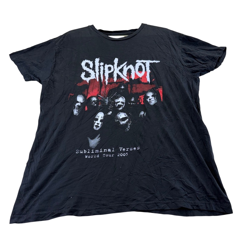 Slipknot T Shirt Mens L Black Subliminal Verses World Tour 2005 Vintage Graphic